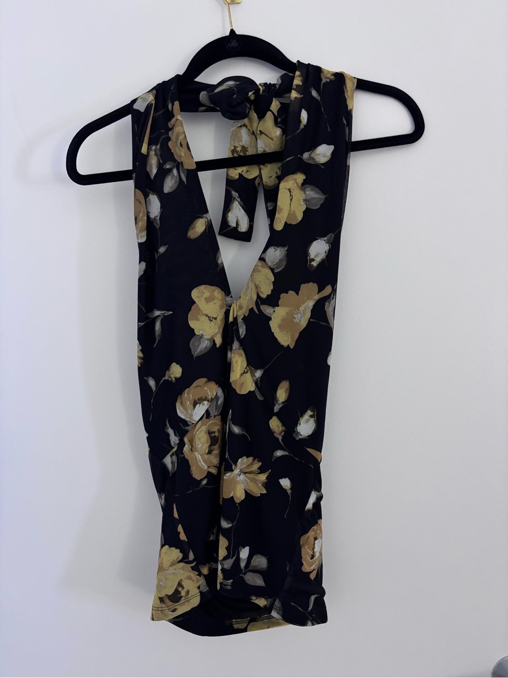 Black Floral Halter Top